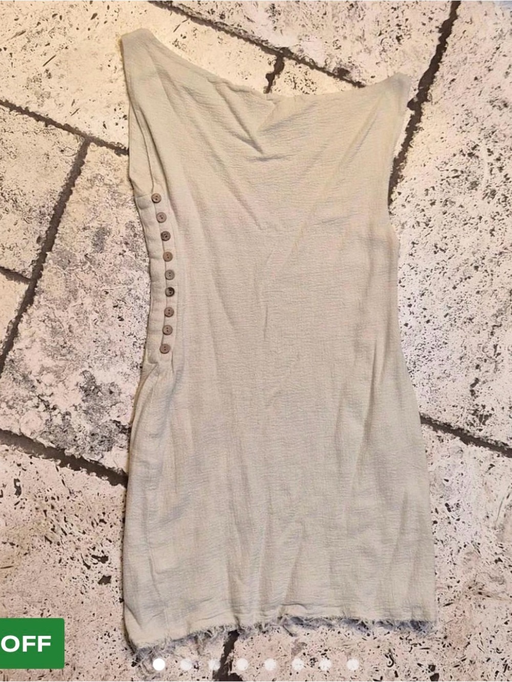 Free People Off-The-Shoulder Cream Knit Dress with Side Buttons - Size XS